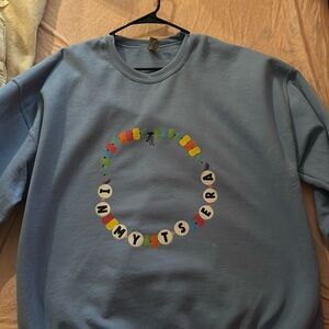 Light blue Taylor Swift eras friendship bracelet sweatshirt